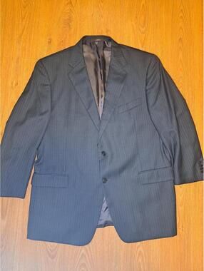 Joseph Abboud 2 Piece Suit 46R 40x28 Gray Striped Cashmere